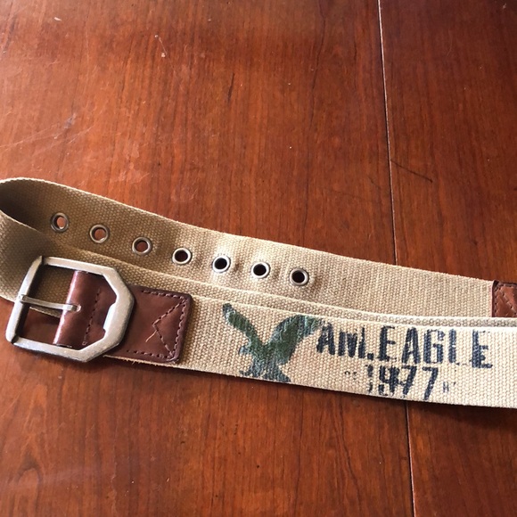 American Eagle Outfitters Men's Small /Woven Belt w/ Leather Trim /metal buckle - Picture 1 of 15